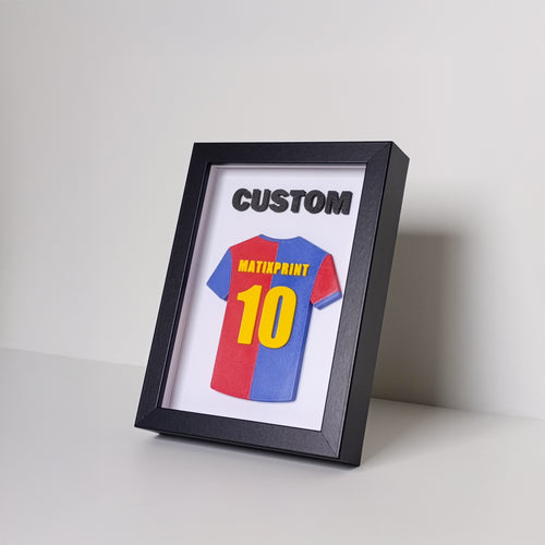 Koszulka piłkarska 3D z imieniem i numerem + napis 3D w ramce | Wzór: Łaty