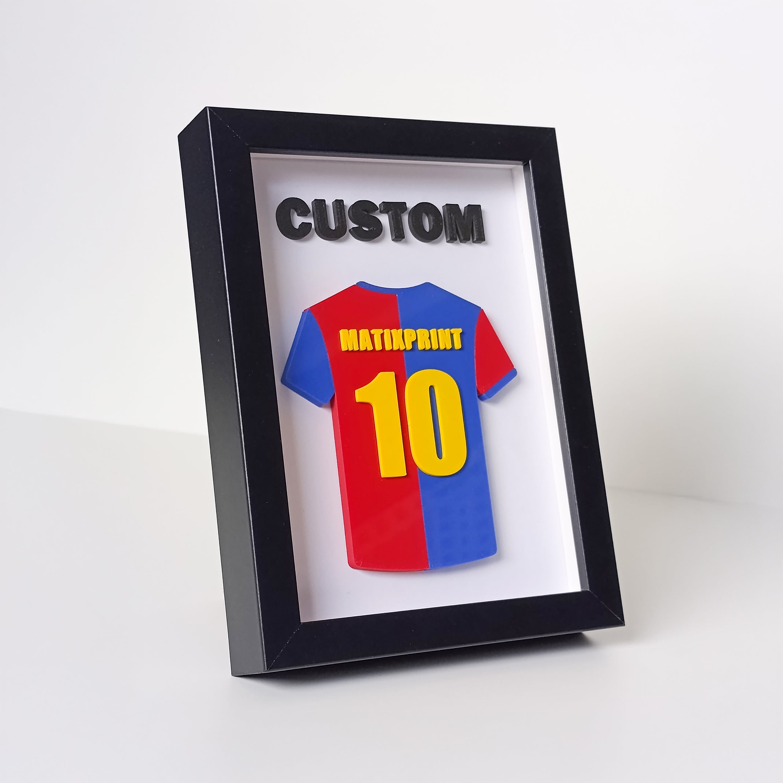 Koszulka piłkarska 3D z imieniem i numerem + napis 3D w ramce | Wzór: Łaty