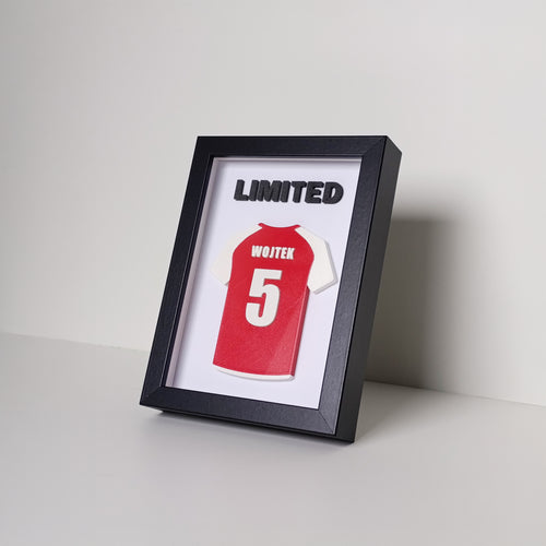 Koszulka piłkarska 3D z imieniem i numerem + napis 3D w ramce | Wzór: Rękawy