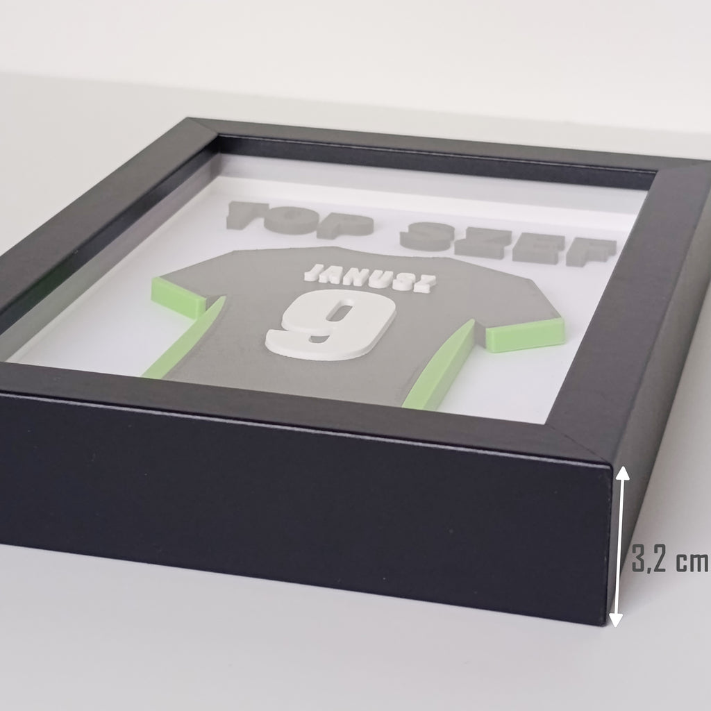 Koszulka piłkarska 3D z imieniem i numerem + napis 3D w ramce | Wzór: Akcenty
